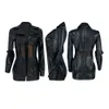 Черные кожаные платья Женские дизайнерские сетчатые панели короткие мини -плать