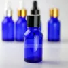 Mini flaconi contagocce in vetro blu vuoto da 10 ml Flacone per olio essenziale per aromaterapia Bottiglie per piccoli occhi con tappo in argento oro nero