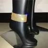 Ankletler Moda Flash Crystal Rhinestones Kadınlar İçin Altın Lüks Ünlü Aksesuar Festivali Partisi Ayak Mücevher Modaya Gizli Vahşi