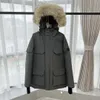 복제 재킷 여자 다운 남성 겨울 패션 디자이너 다운 재킷 진짜 늑대 모피 후드 두꺼운 따뜻한 스포츠 코트 바람 방수 방수 세련된 클래식 파카