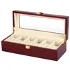 Watch Boxes 2X 6 Wood Display Case Box Glass Top Jewelry Storage Organizer Gift Men