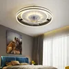 Matsal LED -lampa med takfläkt utan blad Sovrum Remote Control Fans Light Fixture