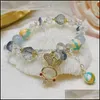 Bangle Bangle Colorf Crystal Stone Flower Beads Armband Buckle Lucky ArmeletsBangle Bangle Bangle Drop Delivery Smycken Armband DHD34