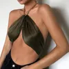 Bustini Corsetti Donna Casual Top a tubo sexy Verde scuro Tinta unita Cravatta con spalle scoperte