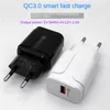 Telefone celular carregadores de viagens de parede de viagem qc3.0 5v 3a portas USB 18W Charge Quick US Plug Plug Power Adapter Smart Security