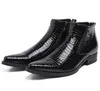 Män kohud korta stövlar nya high-top sko spetsig stil rent läder skapade dubbel blixtlås läder stövel arbetsskor stor storlek 48