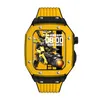 스마트 스트랩 합금 프레임 케이스 맞는 실리콘 시계 밴드 스트랩 밴드 Apple Watch 시리즈 용 스마트 웨어러블 액세서리 3 4 5 6 7 SE iWatch 44 45mm