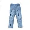 Automne Winter Jeans Men Designer Jeans Fashion Long Straitement Hip Hop Zipper Hole lav￩ Jean Luxury Denim Femme Pantal