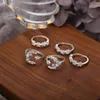 Wedding Rings 5Pcs/Set Fashion Moon Set For Women Girls Crystal Twist Ring Couples Gold Female Engagement Jewelry 2022
