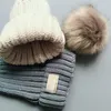 Bebek şapkalar çocuk çocuk tığ işi şapka Avustralyalı çocuk kızlar şapkalar sevimli sonbahar kış sıcak örme pompom bebek şapkası Beanie katı saç topu h3da#