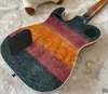 Lvybest guitare électrique corps creux haut et dos colorés tout avec couette flamme forme de poignard trou sonore pièces noires flamme de feu