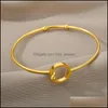 Bangle Bangle Simple Round Hollow Bracelet Bangles For Women Stainless Steel Adjustable Double Loop Handmade Bracelets Jewelry Bijou Dhbcw