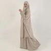 Abbigliamento etnico Donne musulmane con cappuccio Abito hijab Copertura completa Indumento da preghiera Jilbab Abaya Lungo Khimar Ramadan Abito Gonna Set Abiti islamici