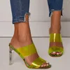 Sandales PVC transparent pantoufles femmes talons hauts chaussures été fête dames bande claire cristal grande taille couleur bonbon