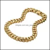 Catene 15 mm di larghezza Hip Hop Uomo acciaio inossidabile 316L tono oro Curb catena a maglia cubana collana gioielli regalo di Halloween 23 6 catene goccia Dhvra