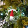 2022 new fashion Christmas Decorations Rudolph Iron Wreath Gnome Doll Door Hanging Xmas Tree Pendant For Window Decor top quality