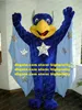 Mascotte de mascote azul de águia azul mascotte glede kestrel tercel lanneret com grande boca amarela estrelas cinza nº 1827 navio grátis
