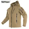 Men's Jackets Wool Blends TACVASEN Airsoft Military Tactical Men Winter Fleece Lining Hooded Softshell Army Coat Windproof Assault 221105