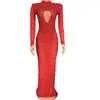 Stage Wear 2022 Party Formal Elegant Woman Evening Gown Elaborate Slim Floor Length Birthday Celebration Rhinestone Dress