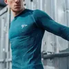 T-shirt da uomo Marca Running Manica lunga Palestra Abbigliamento sportivo Compression Dry Fit s Per fitness Sport T- 221105