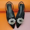 Sandali taglia grande 42 Sandali e pantofole Sandali piatti con punta e fibbia a forma di diamante Scarpe da donna L221107