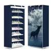 Clothing Storage 7-Layer Shoe Cabinet Thickened Non Woven Fabric Rack Hallway Space-Saving Organizer Shelf Closet For Shoes