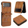 Folding Leather Cases For Samsung Galaxy Z Flip4 Z Flip3 5G Wallet Print Ball Grain Phone Pouch Cover