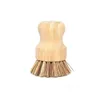 Household Cleaning Tools Round Wood Brush Handle Pot Dish home Sisal Palm Bamboo Kitchen Chores Rub Cleaning Brushes LT160