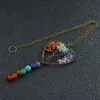 Yoga 7 Chakra Tree of Life Healing Wall Window Hanging Pendant Natural Stone Heart Semi-Erecious Stone Pendants Home Decor Ornaments