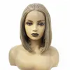 Synthetic Wigs Blonde Wig Natural Straight Bob Lace Front Short Blond Hair Women's Heat Resistant Middle Part 14inch