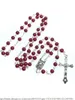 Colares de pendentes Navio livre 2pc/pacote de 6 mm imitação de vidro pérola Rosario Rosário N1335 com corrente prateada de esterir vermelha e cor