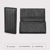 Wallets Handmade Sheep Skin Women Weave Leather Long Wallet Purse Men Bifold Leather Knit Wallet with Card Slots T221104