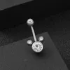 Zircon Stainless Steel Double Ball Belly Button Ring 14G Body Piercing Navel Barbell For Men and Women