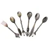 Dinnerware Sets 6Pcs/Set Vetro Vintage Royal Style Kitchen Dining Bar Bronze Carved Small Coffee Cutlery Dessert For
