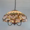 Pendant Lamps 40CM European Heart Shaped Glass Chandelier Tiffany Style Retro Western Restaurant Color Art Lighting Bar Balcony