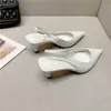 Sandals Korea Women Pointed Toe Stiletto Heel Sandals Women's Back Empty Shallow Single Shoes 2022 New Summer Girls Mid-heel White Pumps L221107