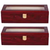 Bekijk dozen 2x 6 Wood Display Case Box Glass Top Sieraden Opslag Organisator Gift Men