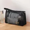 Black Mesh Women Cosmetic Bag Travel Comsetics Brushes Brushes Organizer Case Large Toitry Makeup Sac Kits Box