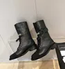 Zapatos casuales de marca, botas para otoño e invierno 2022, nuevas botas de moto de cabeza redonda de tacón grueso para mujer, botas de tacón bajo