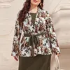 Plus -klänningar 4xl Cardigan Floral Evening Party Dress 2st/Set Women Belt stora lyxiga eleganta muslimska bröllopsfestivalkläder A30