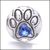 Charms Colorf Crystal Dog Paw Sier Color Snap Button Charms Women Jewelry Findings Pet Loved Rhinestone 18Mm Metal Snaps Buttons Diy Dhyxm