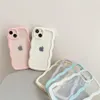 F￶r iPhone -telefonfodral Back Cover Candy Color Wave Border Transparent Soft TPU Fashionable Fresh Silicone 11 Pro Max 12 13 Pro 14Promax 14Plus X XR XS 12 2 In 1