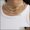 Kedjor europeiska och amerikanska överdrivna mtilayer personlighet clavicle kedja halsband klassiska enkla mode kvinnliga smycken kedjor d dhj7u