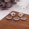 Wedding Rings 5Pcs/Set Fashion Moon Set For Women Girls Crystal Twist Ring Couples Gold Female Engagement Jewelry 2022