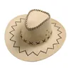 Boinas de chapéu de jazz retro largo Basin Basin Caps Vintage Western Cowboy All-Match Surprise Gifts Para namorado namorada Unisex
