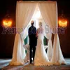 Ivory Wedding Canopy Curtain with Stand Pavilion Frame with Backdrop Curtain Churppah drapes 10ft x 10ft x 10ft275S2725124