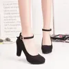 Dress Shoes Chunky High Heels Women's Wholesale Work Etiquette Wedding Buckle Belt Pumps C327