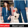 Women's Two Piece Pants Long Blazer Office Uniform Lady Dress Design Woman Suit