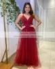 Party Dresses Customized Spahetti Straps A-Line Tulle Burgundy Prom Backless Long Simple Graduation Dress For Women