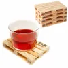 Intero set da 4 pezzi Utensili da cucina in stile pallet di legno Mini sottobicchieri per tazze in pallet di legno288Z2221247